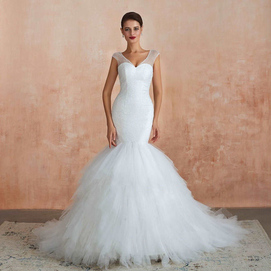 Fishtail Skirt Wedding Dress - Elder's Elegant Touch