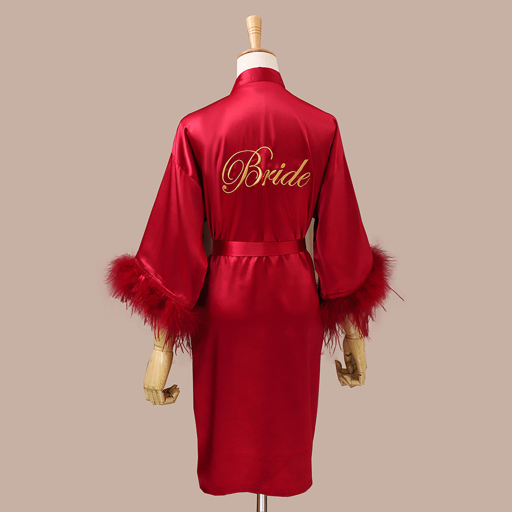 Feather Dressing Gown Wedding Party Costume - Elder's Elegant Touch