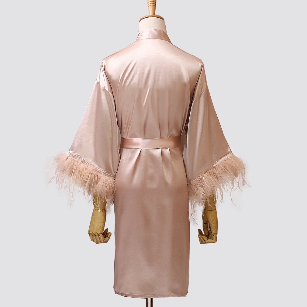 Feather Dressing Gown Wedding Party Costume - Elder's Elegant Touch