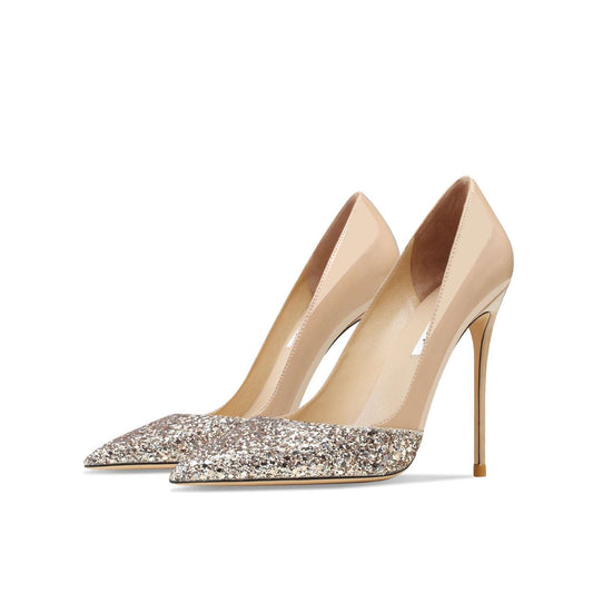 Gold Sequins Heels - | Elder's Elegant Touch