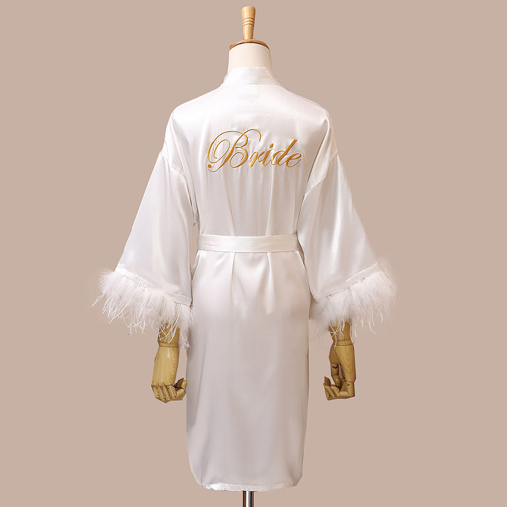 Feather Dressing Gown Wedding Party Costume - Elder's Elegant Touch