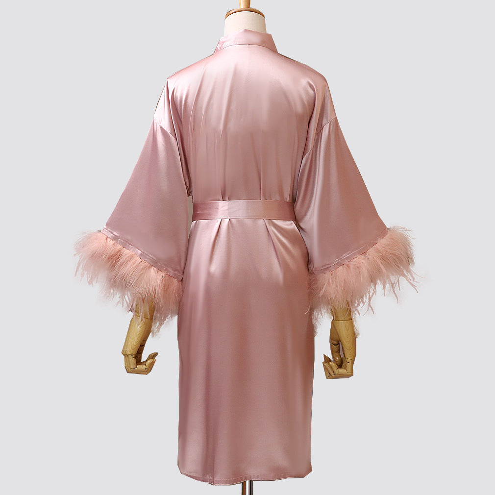 Feather Dressing Gown Wedding Party Costume - Elder's Elegant Touch