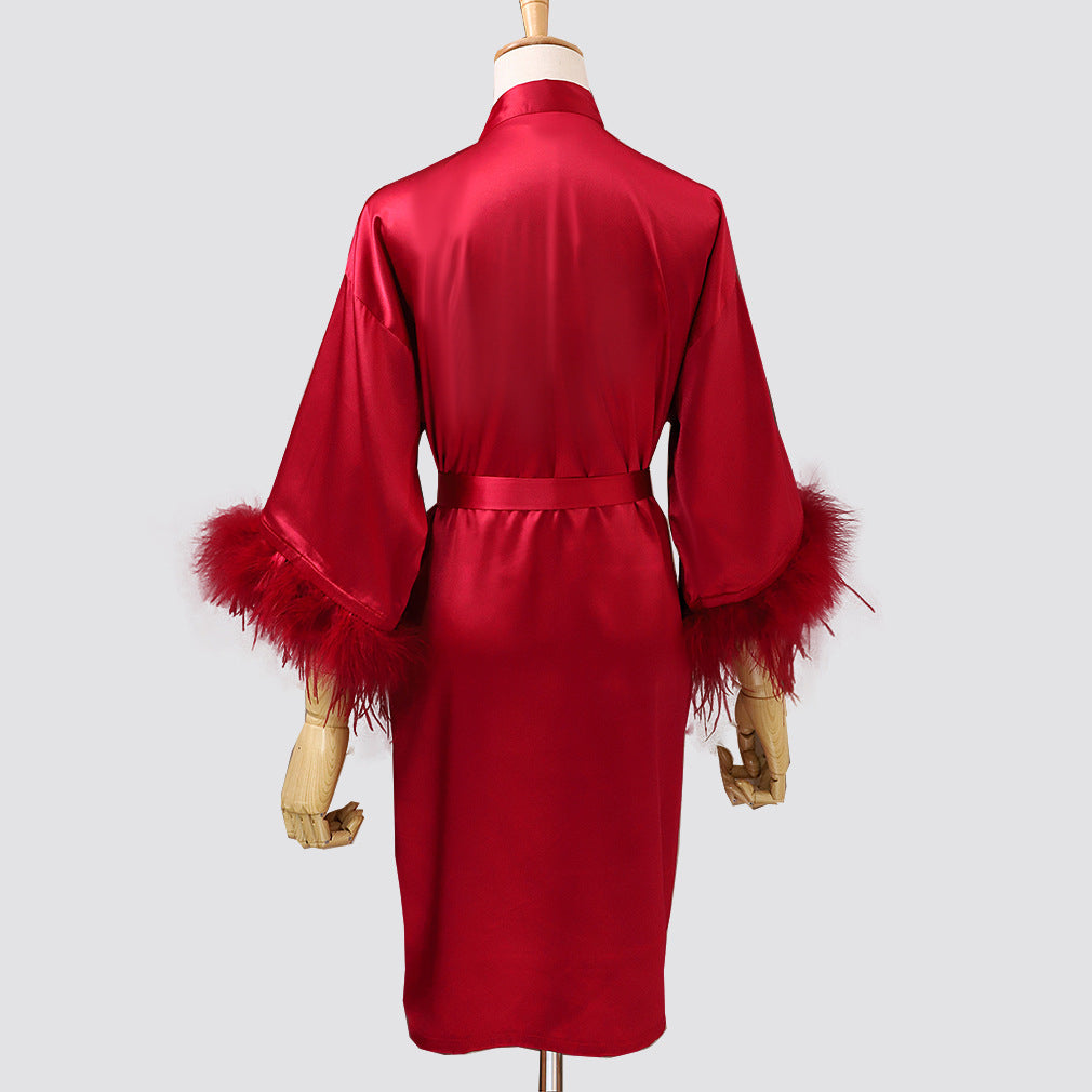 Feather Dressing Gown Wedding Party Costume - Elder's Elegant Touch