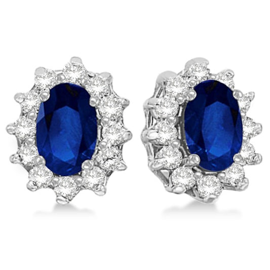 Oval Blue Sapphire Earrings