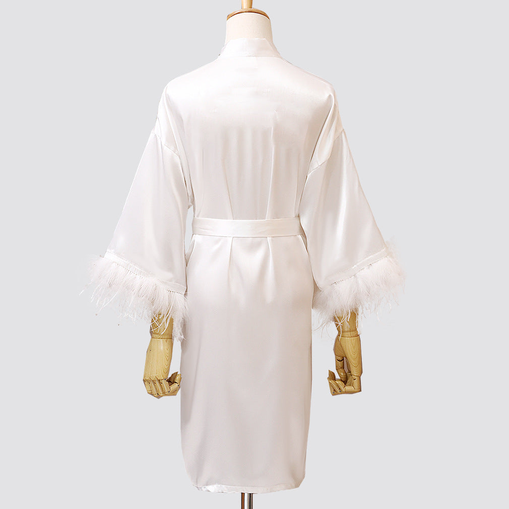 Feather Dressing Gown Wedding Party Costume - Elder's Elegant Touch