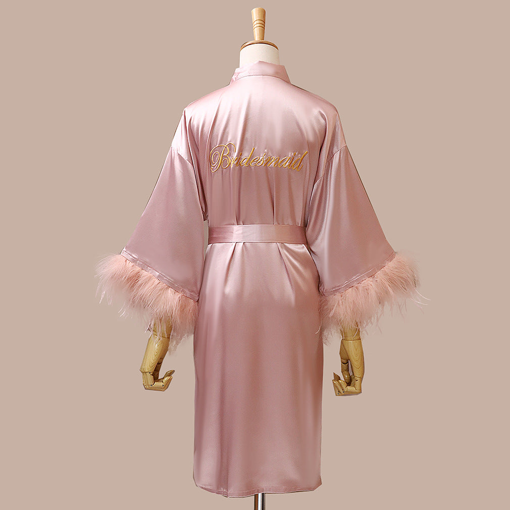 Feather Dressing Gown Wedding Party Costume - Elder's Elegant Touch